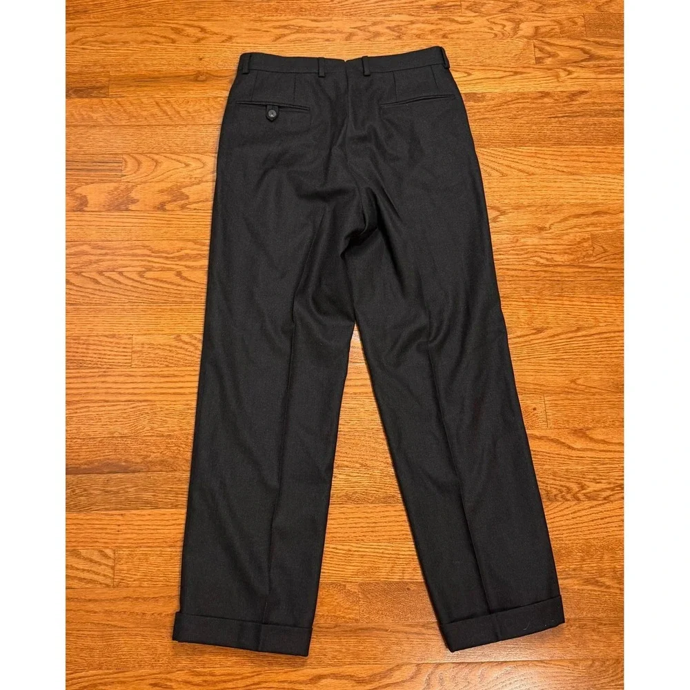 Paul Stuart Dress Pants Fits Mens 30x30 Gray Super 120s Wool Pleated Cuffed